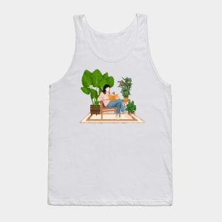 Reading with plants 1 Tank Top